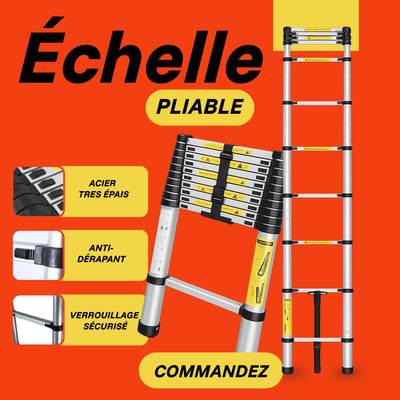 Echelle Télescopique Polyvalente 4,10M – Légère, Sécurisée et Facile à Ranger 🔧