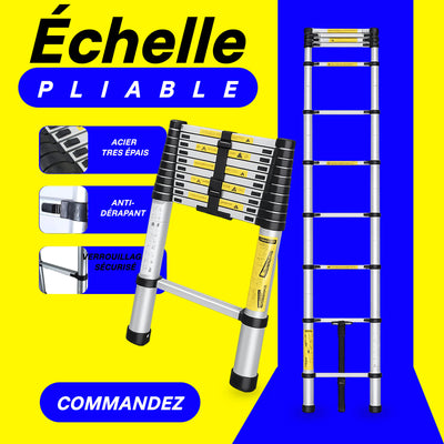 Echelle Télescopique Polyvalente 4,10M – Légère, Sécurisée et Facile à Ranger 🔧