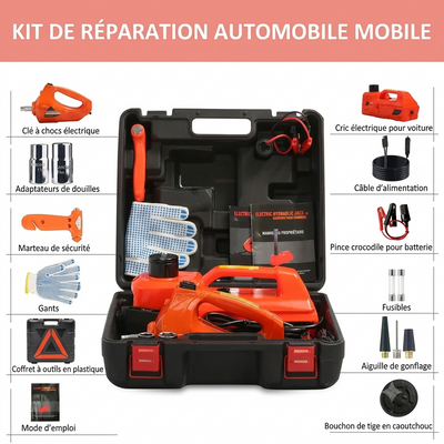 Live Cric- Kit d'urgence essentiels pour la réparation automobile🛠️ - Cric hydraulique électrique 12V pour voitures
