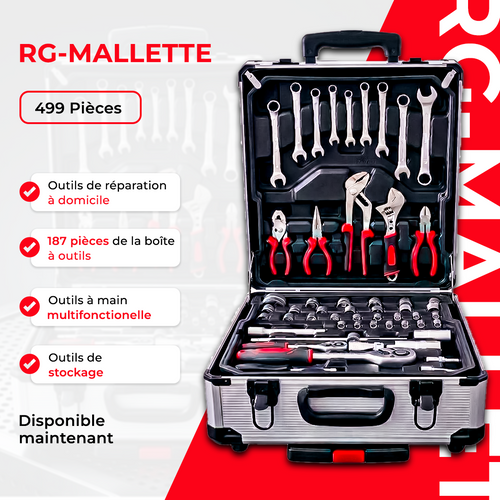 Rbi -Mallette à outils 499 pièces ensemble d'outils de réparation à domicile à 4 couches en aluminium