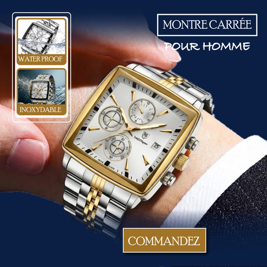 Poedagar Montre Carrée & Ronde pour Hommes en Acier Inoxydable - Collection Élégance et Fonctionnalité