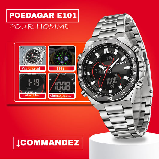 Poedagar Montre Carrée & Ronde pour Hommes en Acier Inoxydable - Collection Élégance et Fonctionnalité