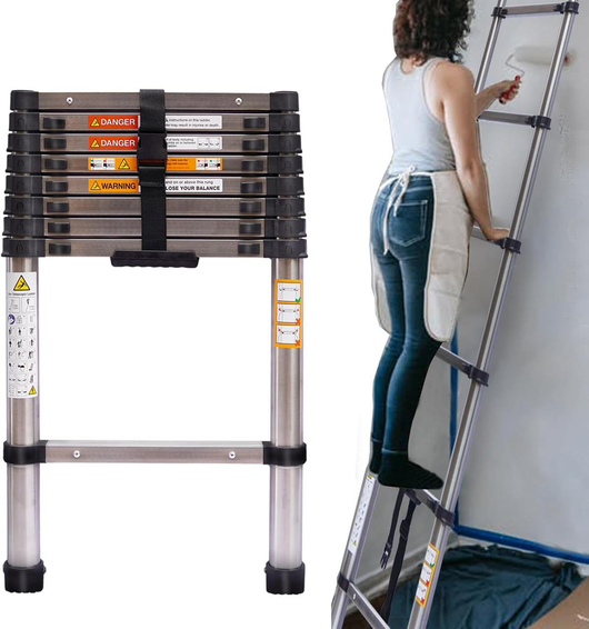 Echelle Télescopique Polyvalente 4,10M – Légère, Sécurisée et Facile à Ranger 🔧