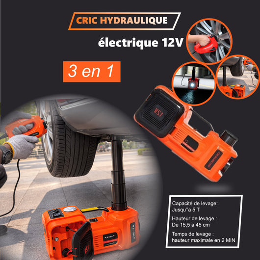 Live Cric- Kit d'urgence essentiels pour la réparation automobile🛠️ - Cric hydraulique électrique 12V pour voitures
